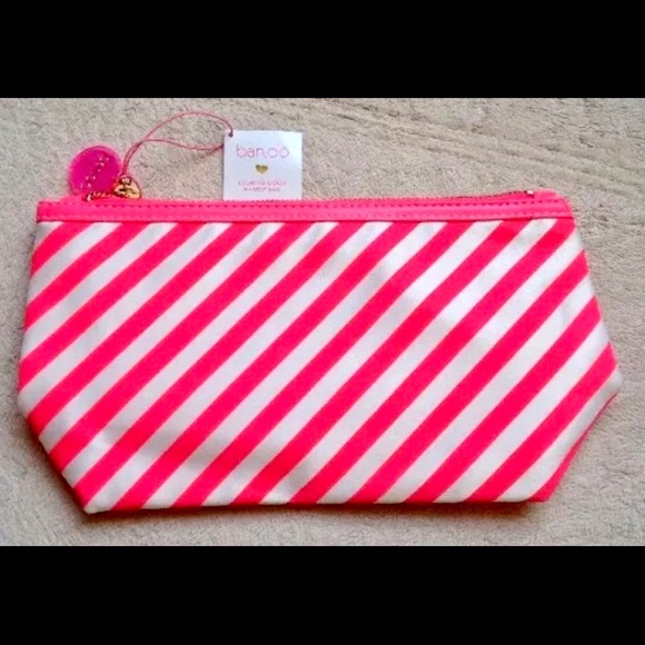 BAN.DO Looking Good Pink/White Striped Make-Up Bag - Picture 3 of 7